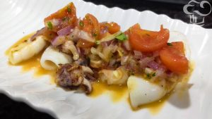 Receta de calamares salteados con salsa rougail